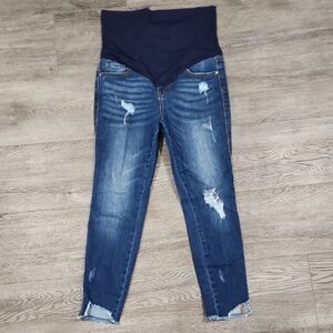 Distressed Cropped Maternity Jeans